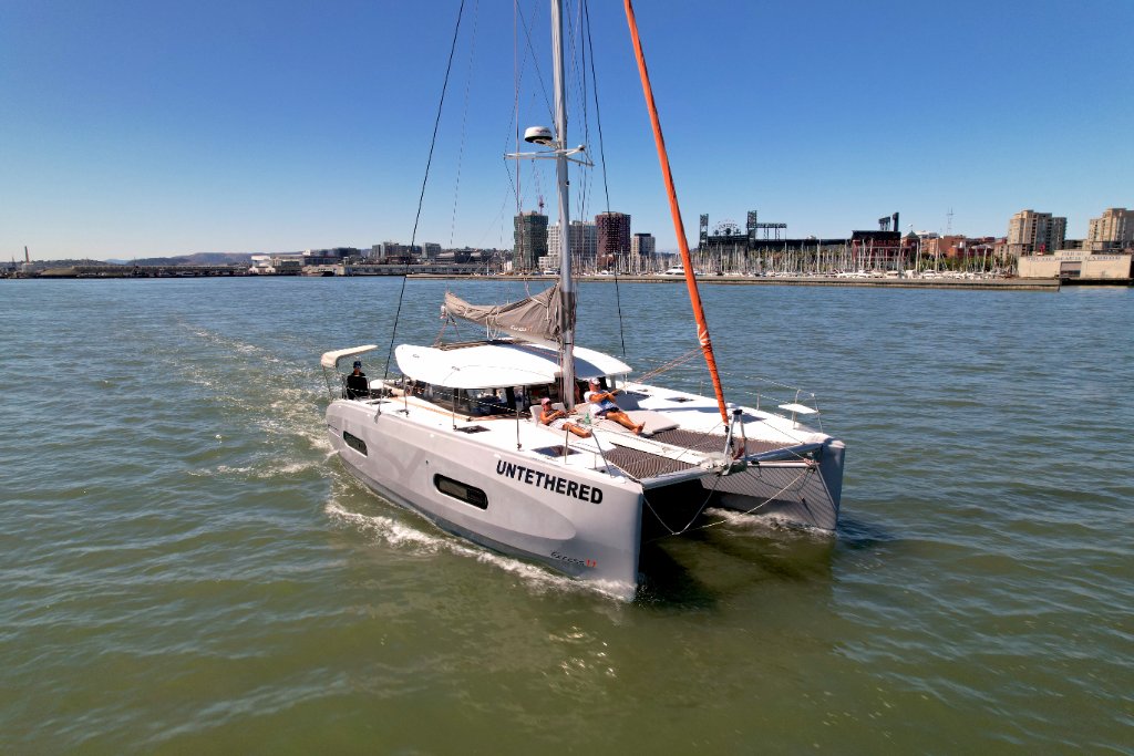 Deck of the Untethered catamaran