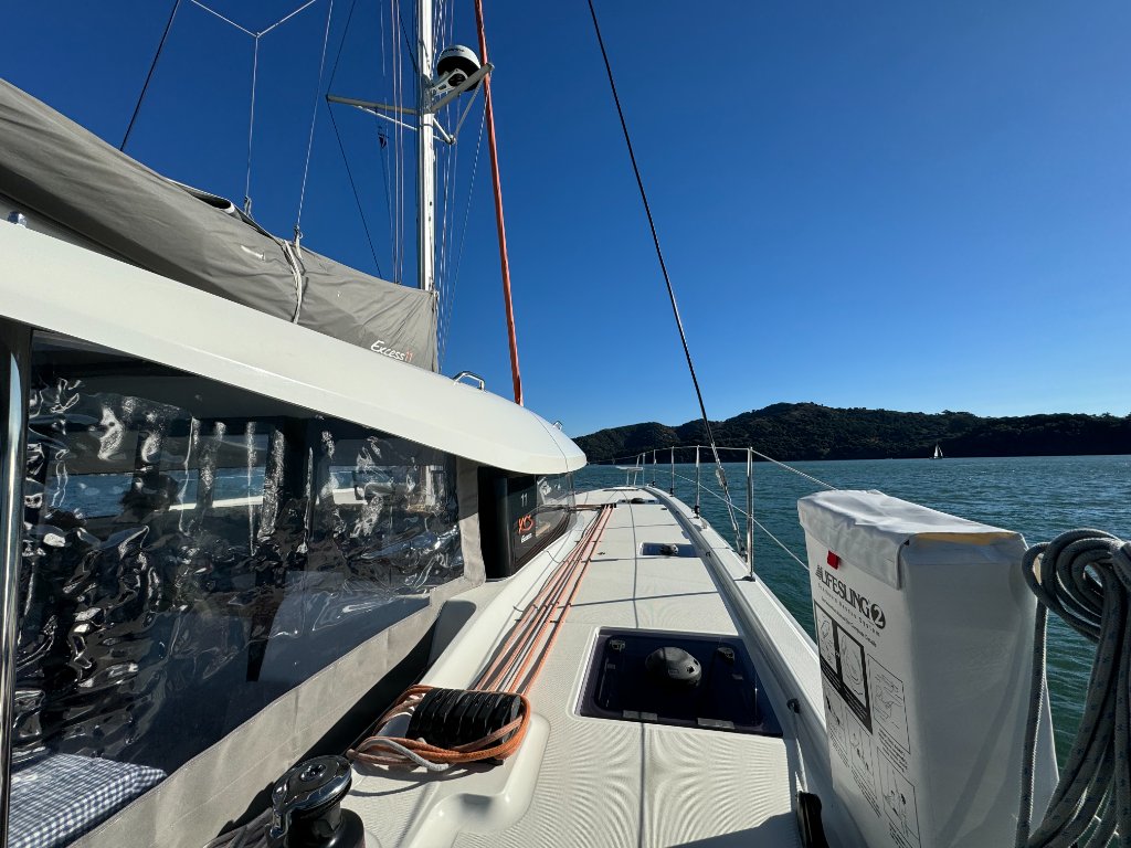 View from the bow of the Untethered catamaran