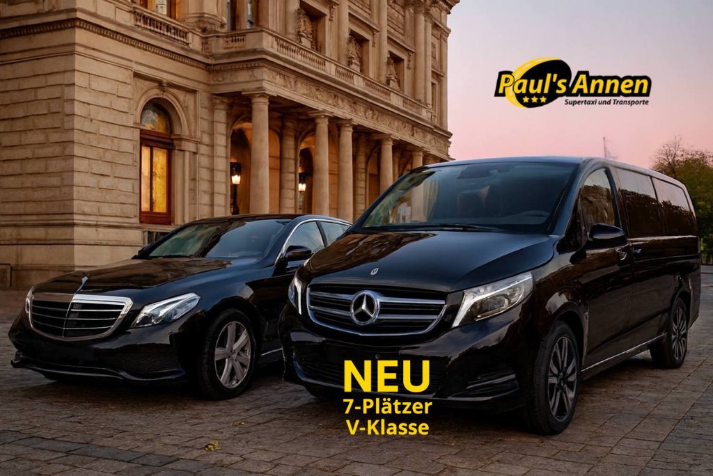 Taxi Limmattal Fahrzeugflotte - Mercedes V-Klasse 7-Sitzer für Gruppenfahrten, Flughafentransfer und Business-Service im Limmattal