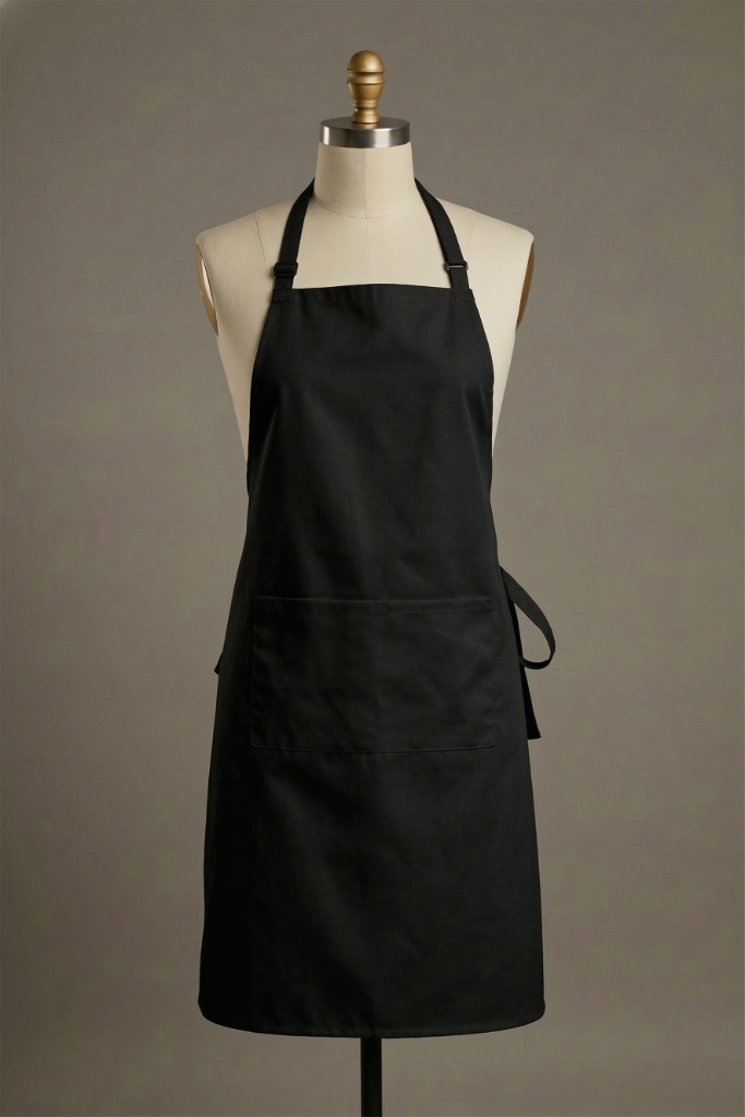 Black Apron With Pocket - Professional unisex lab coat