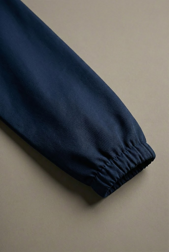 Elastic Cuff Lab Coat - Navy - View 3