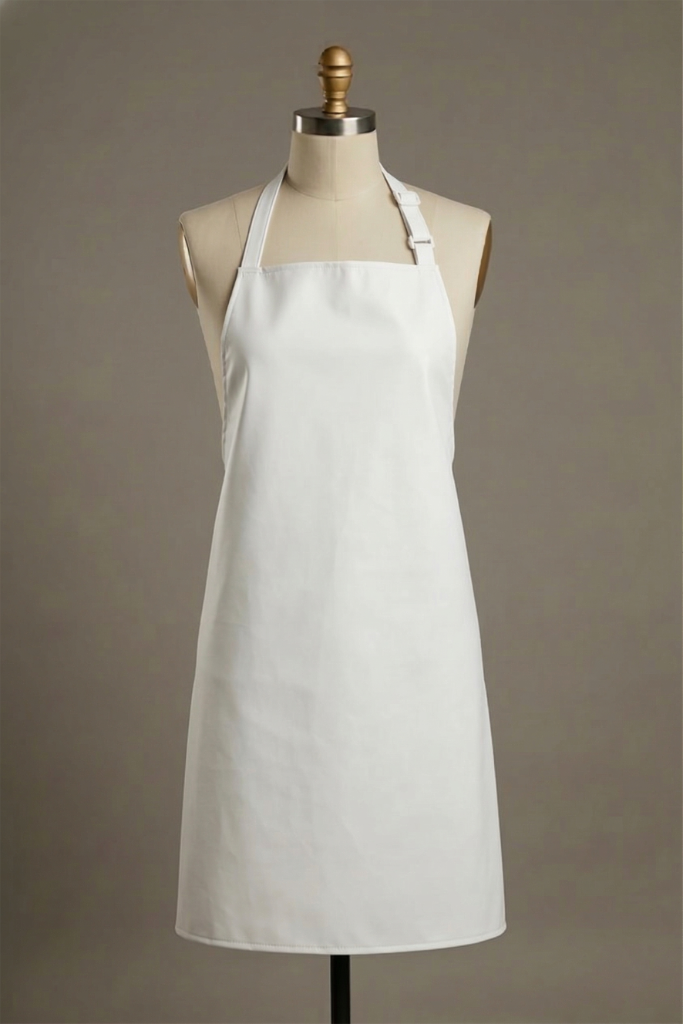 White 490gsm Vinyl 60cm x 90cm Bib Apron - Professional unisex lab coat