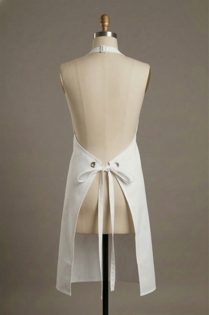 White Apron With Pocket - View 2