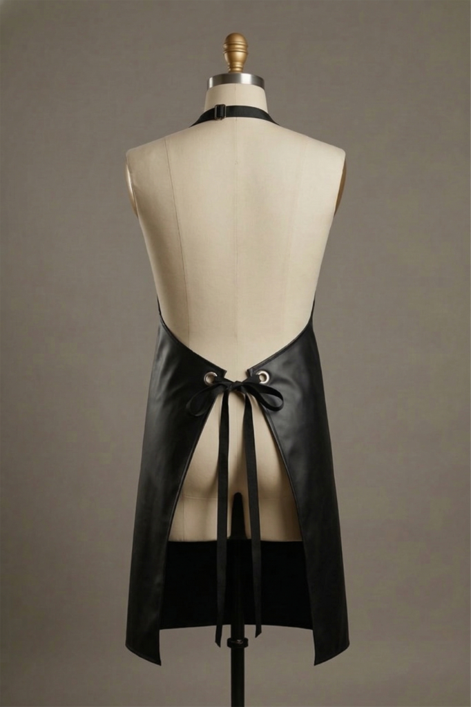 Black 490gsm Vinyl 60cm x 90cm Bib Apron - View 2