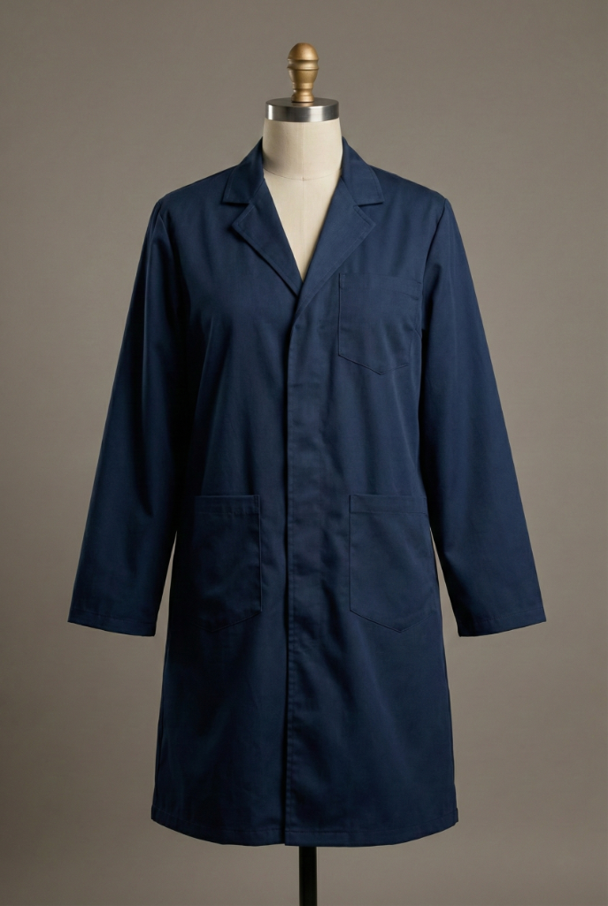 Traditional Cuff Lab Coat - Navy - Professional unisex lab coat