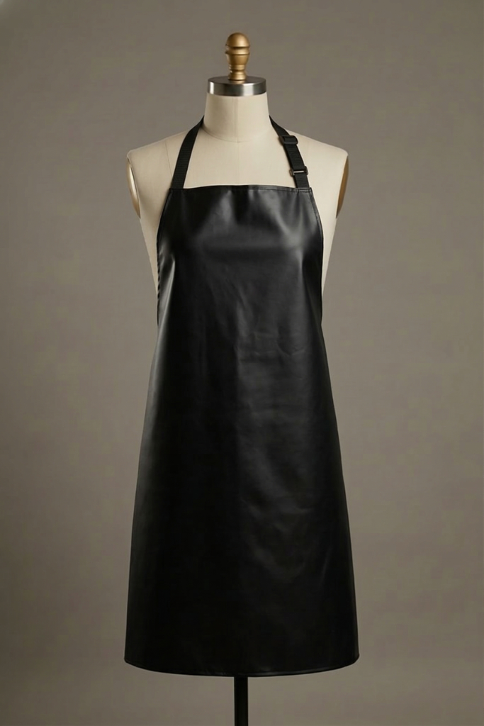 Black 490gsm Vinyl 60cm x 90cm Bib Apron - Professional unisex lab coat