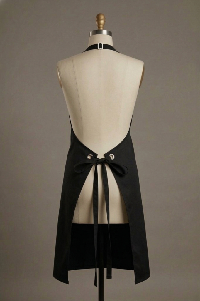 Black Apron With Pocket - Professional unisex lab coat