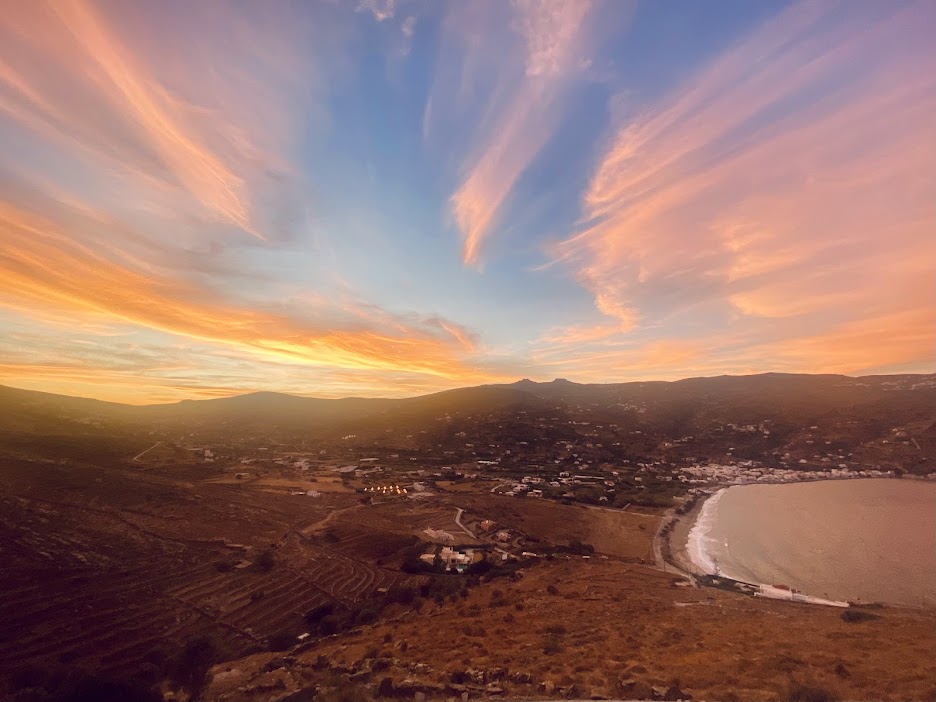 Sunset over Korthi Bay from above