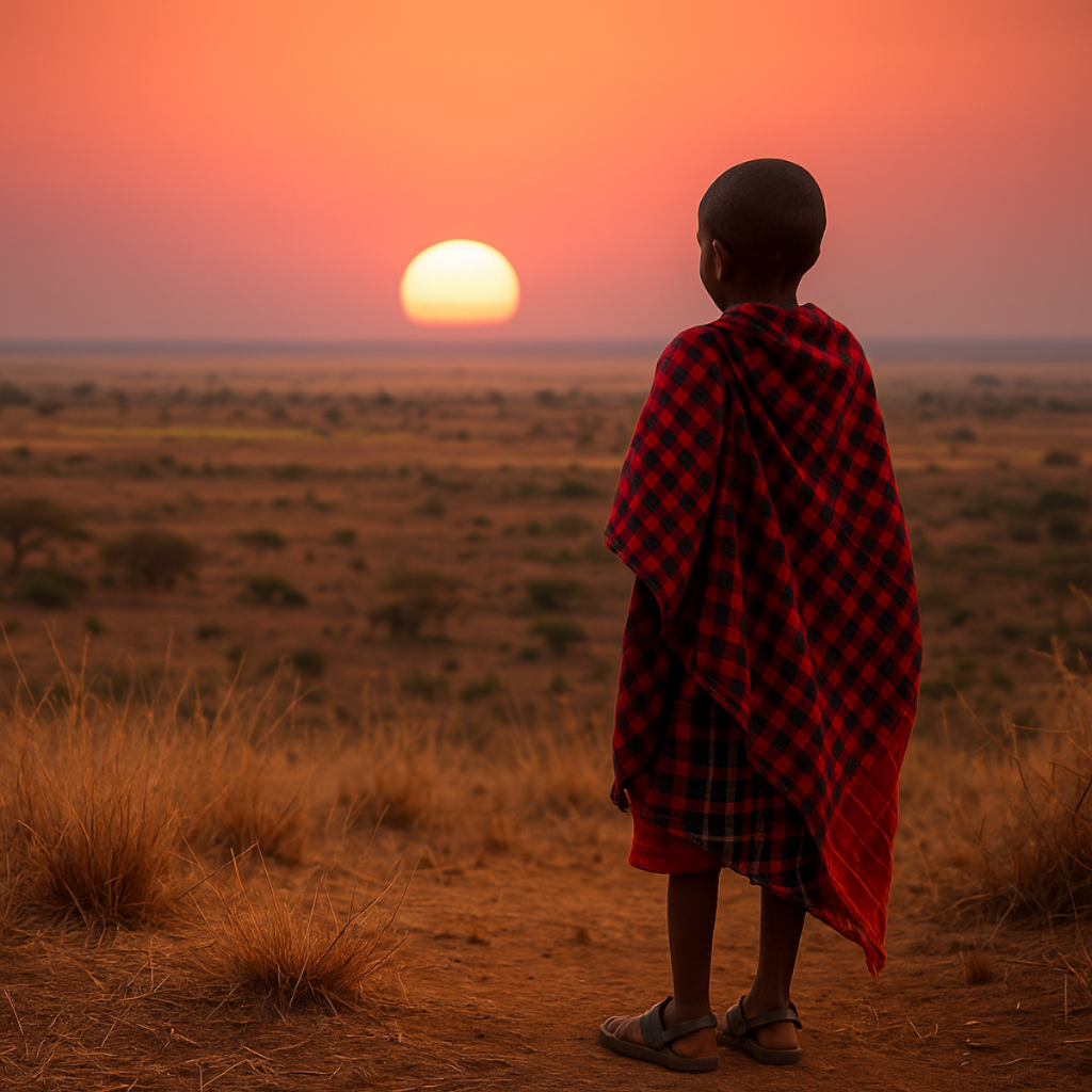 Child at sunset in Kenya