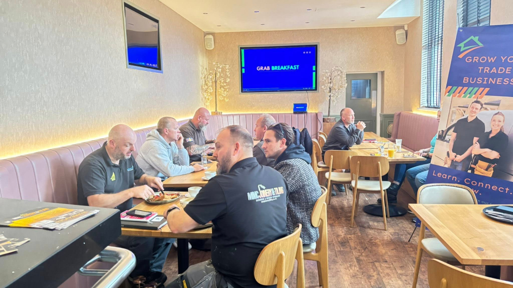 Tradespeople networking at a Trades Success Club meeting