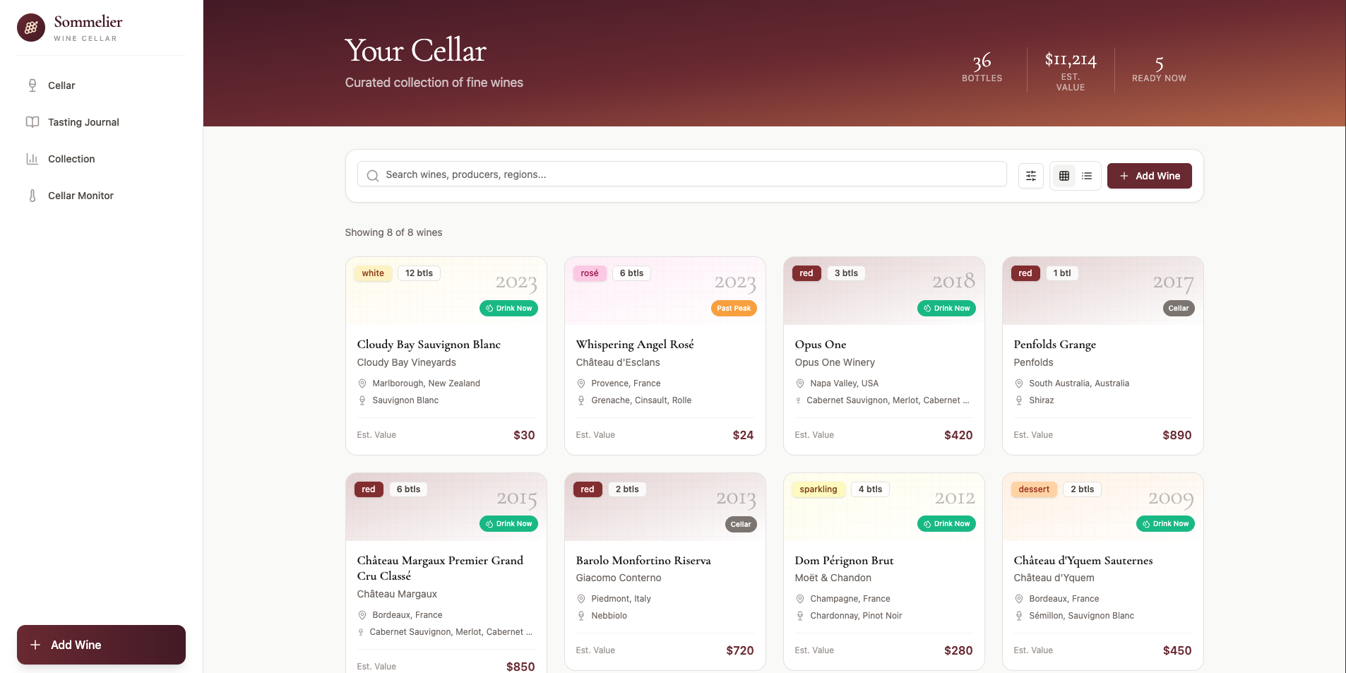 Sommelier template preview