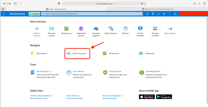 Azure Resource Groups Navigation