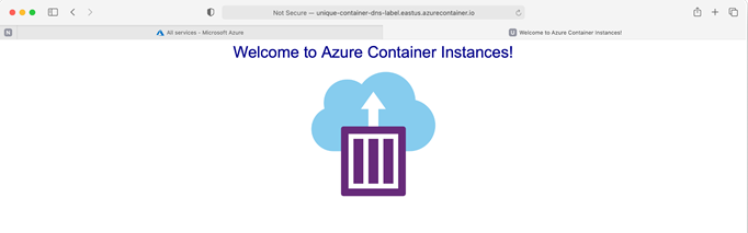 Azure Container Instances Welcome Running