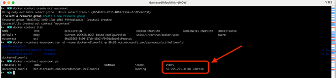 Docker Context PS Output