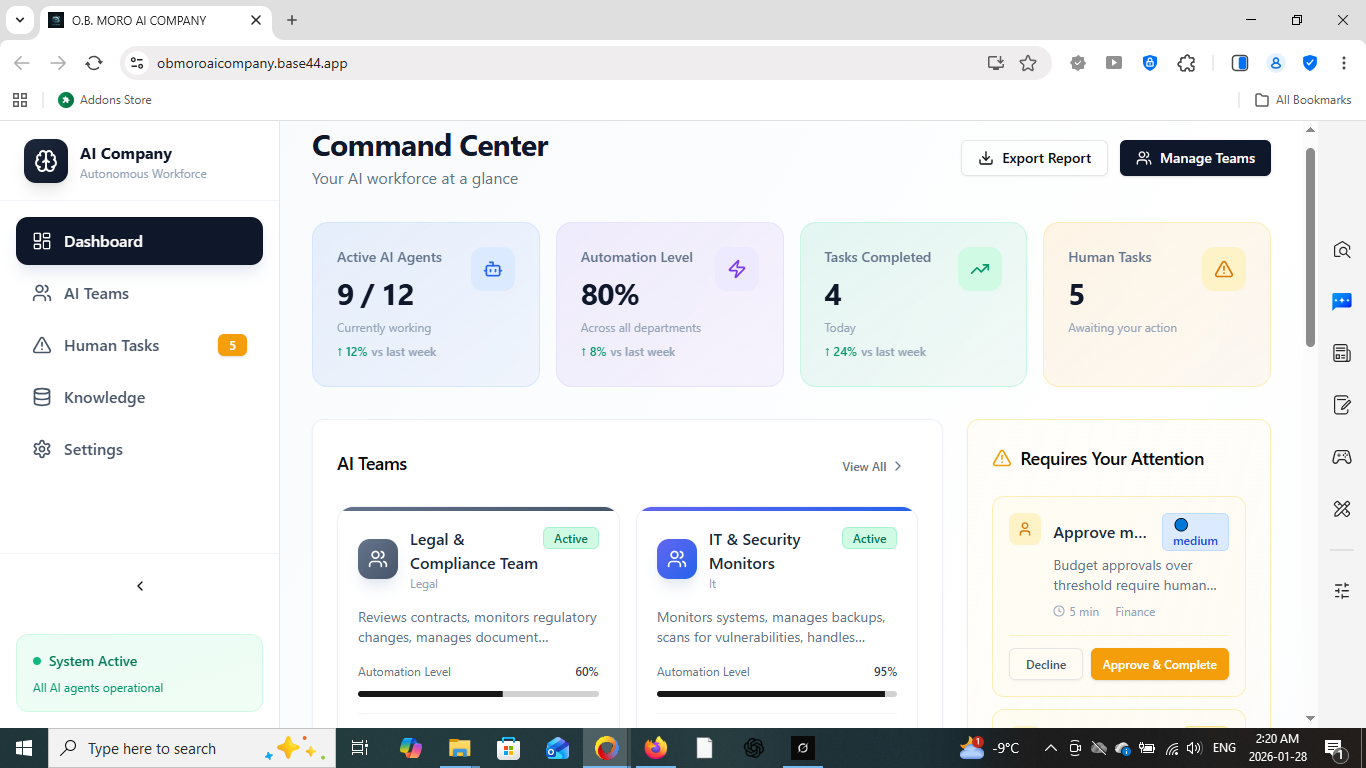O.B. MORO AI COMPANY template preview
