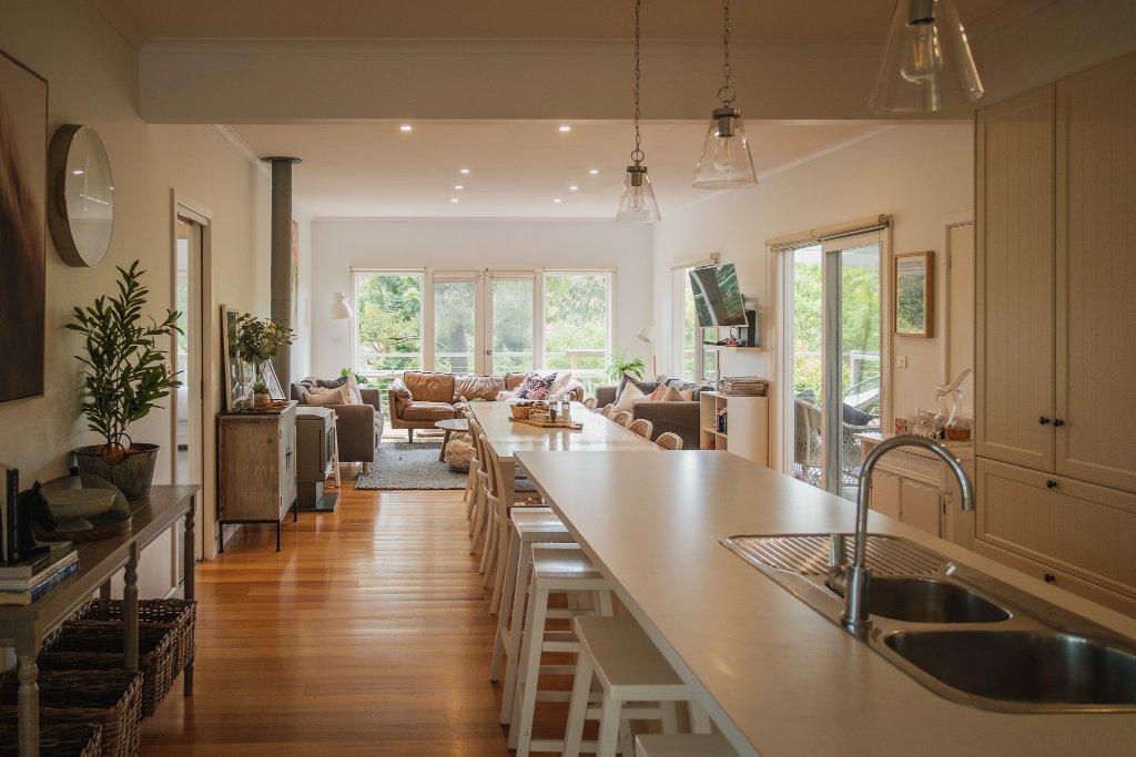 Open plan kitchen and living
