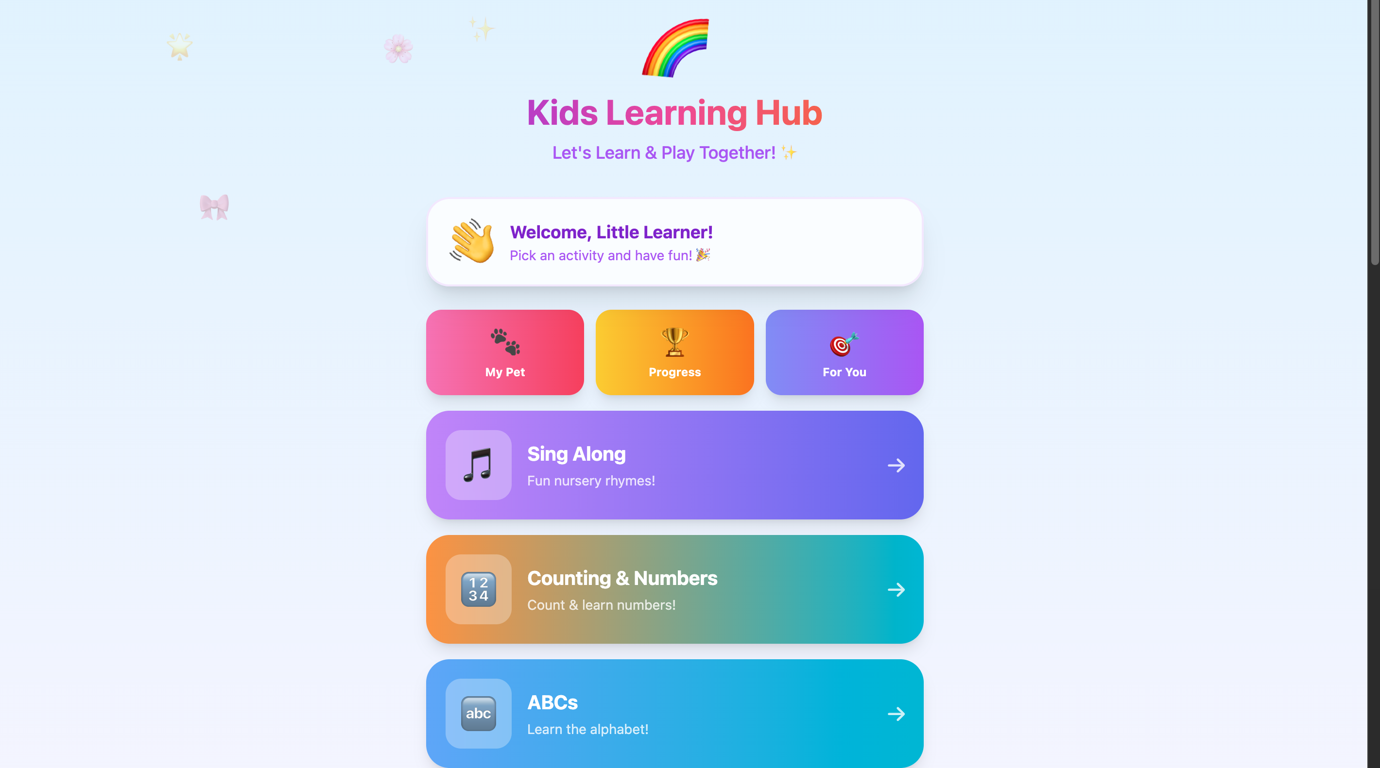 Kids Learning Hub template preview