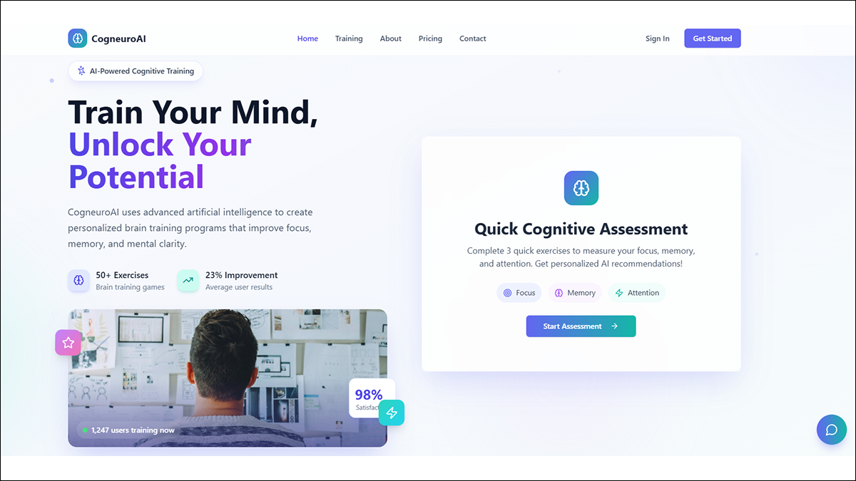 CogneuroAI – Cognitive Health & Focus Training template preview