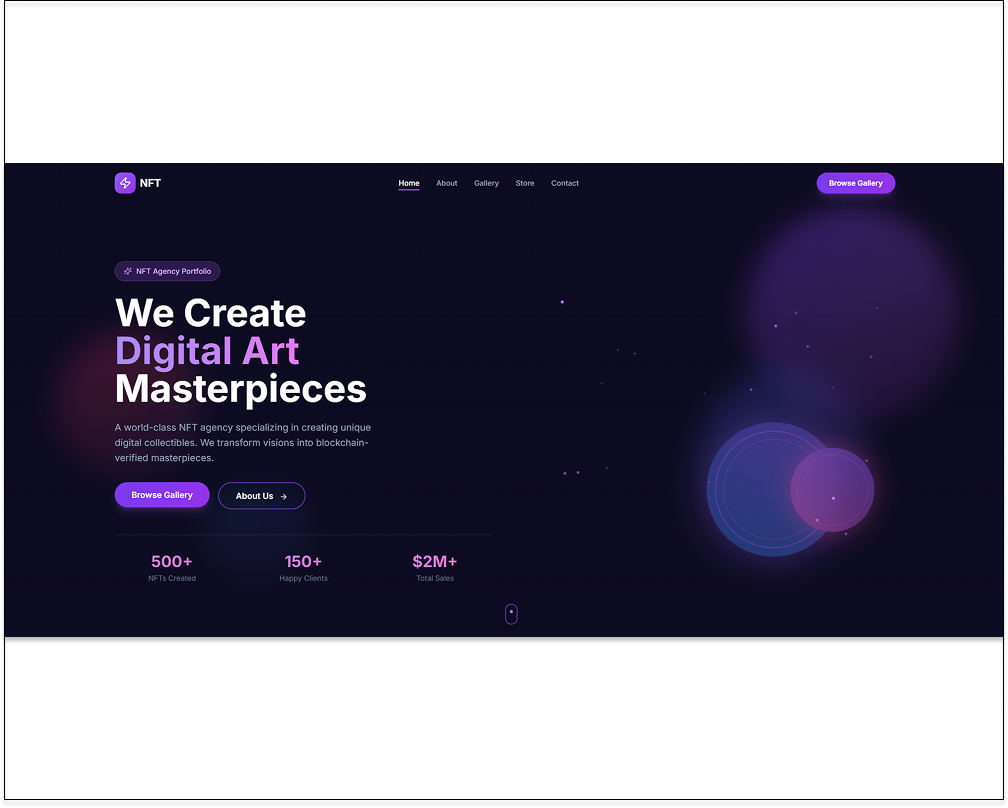 NFT Visionary - AI Powered NFT Agency Portfolio template preview
