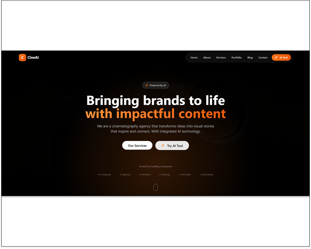 CineAI - AI Powered Filmmaker & Creative Portfolio template preview
