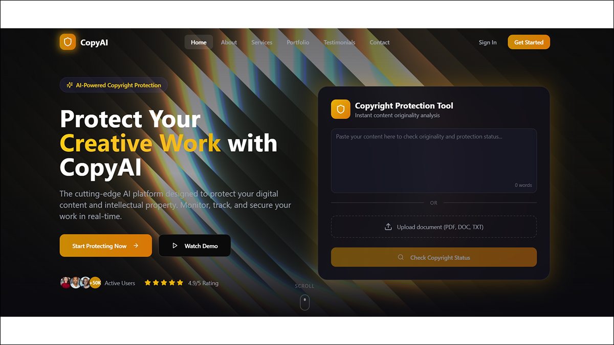 CopyAI - AI Powered Copyright Protection & Content Security Platform template preview