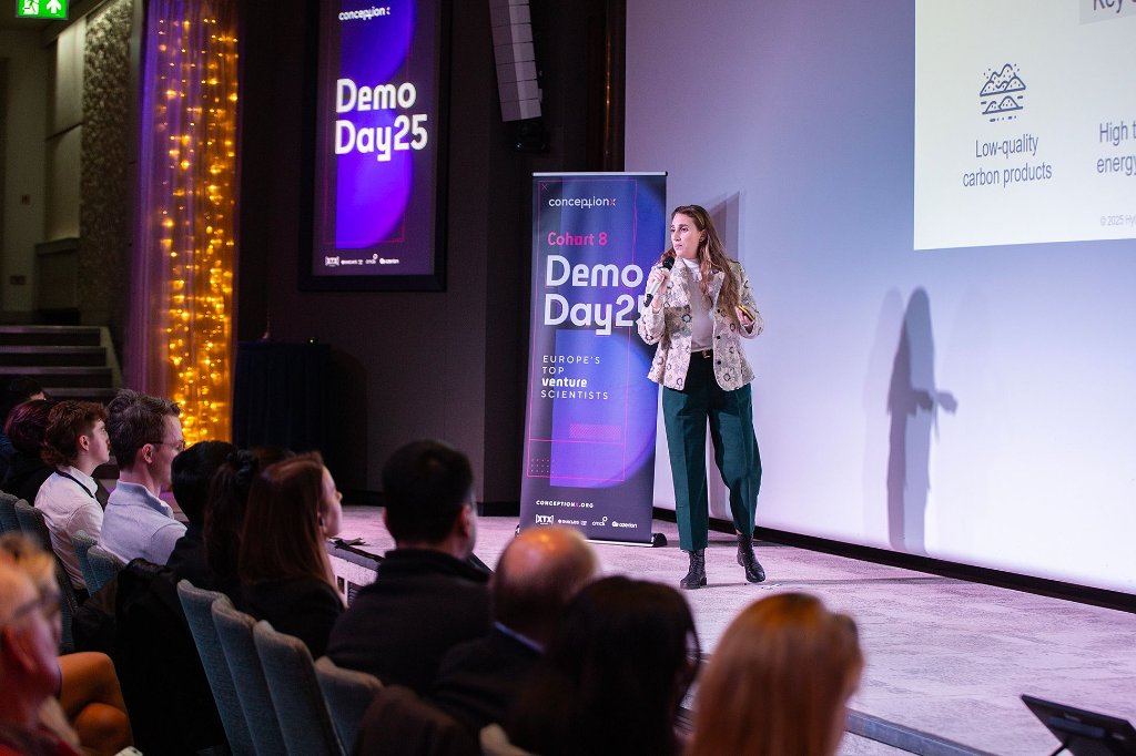 Pitching at the Conception X Showcase in London