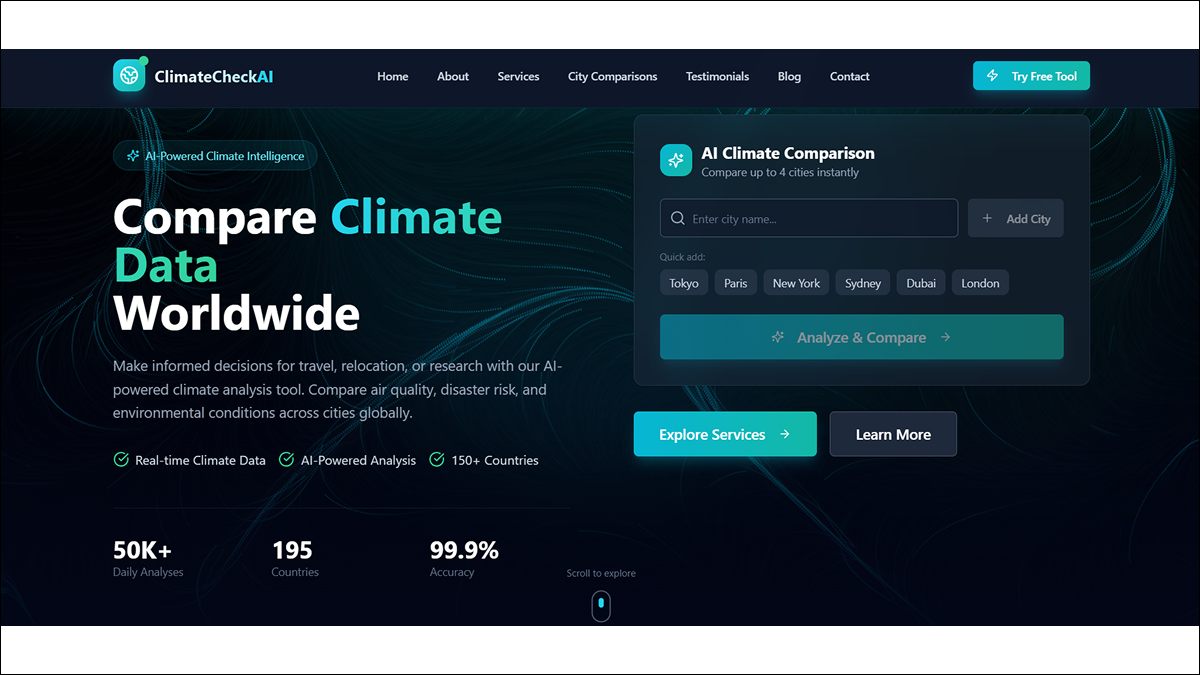 ClimateCheckAI - City Climate, Air Quality & Risk Comparison template preview