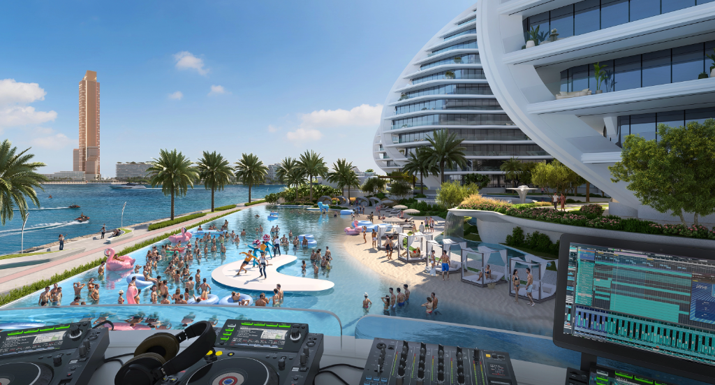 OYSTRA rooftop infinity pool with 360° views of Arabian Gulf