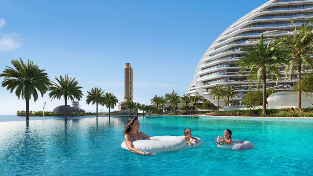 OYSTRA luxury waterfront residences by Zaha Hadid Architects on Al Marjan Island, Ras Al Khaimah - architectural masterpiece with pool and modern design