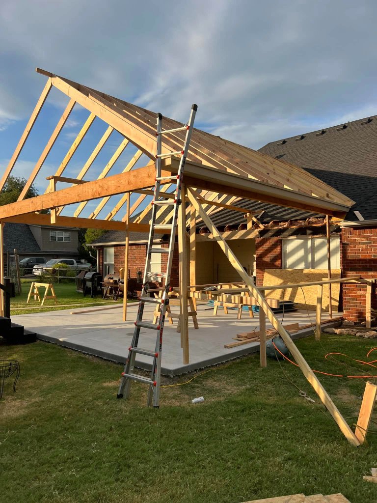 Patio cover construction framing
