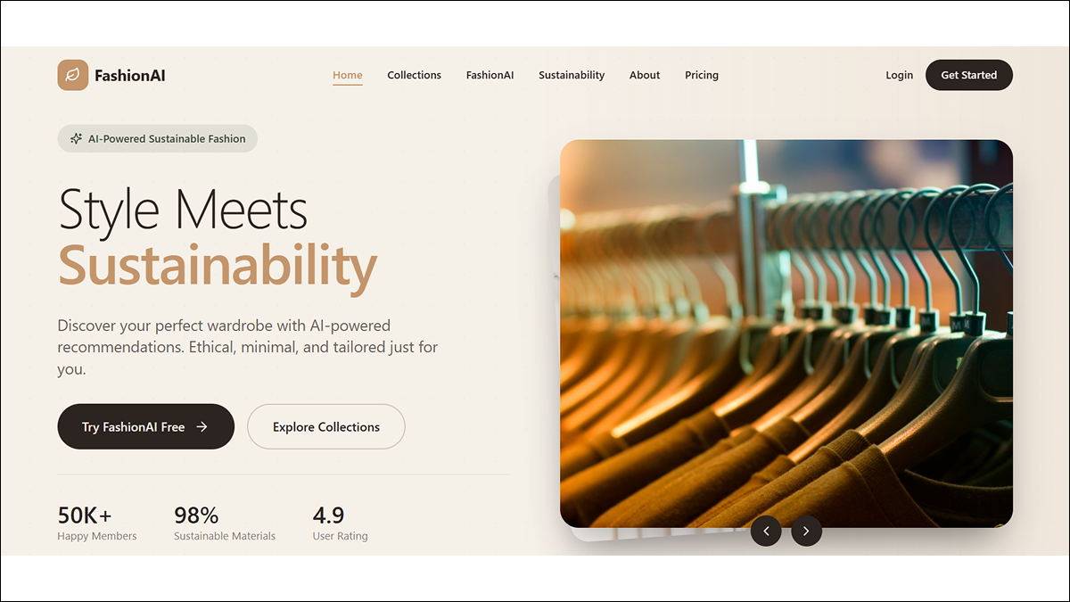 FashionAI — Sustainable Fashion & AI Styling  template preview