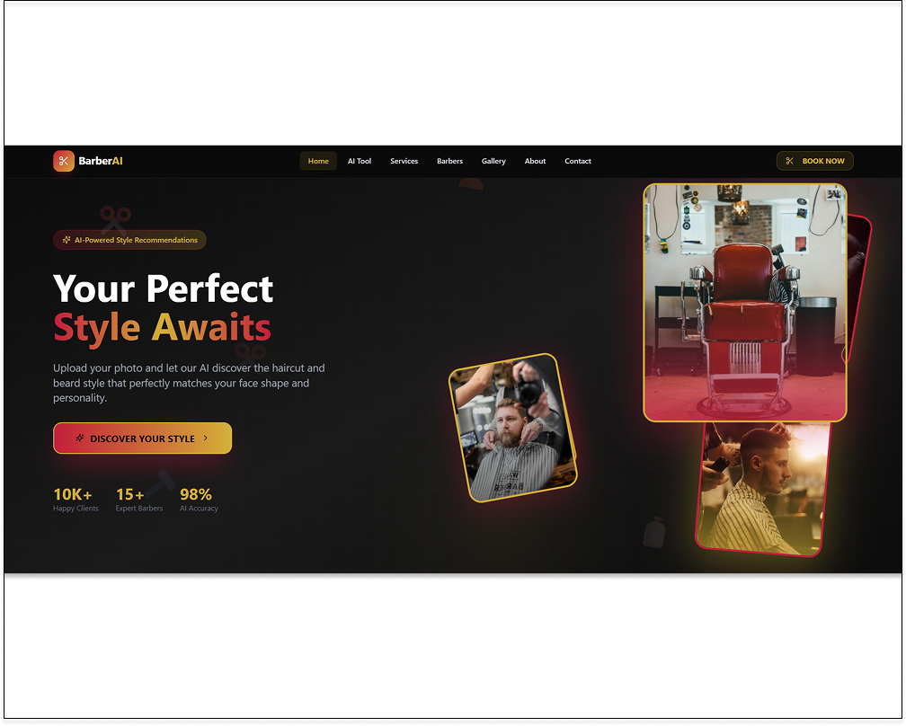 BarberAI — AI Barbershop Booking & Haircut template preview