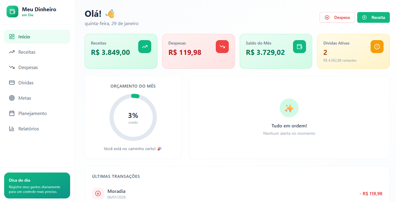 Controle Financeiro template preview