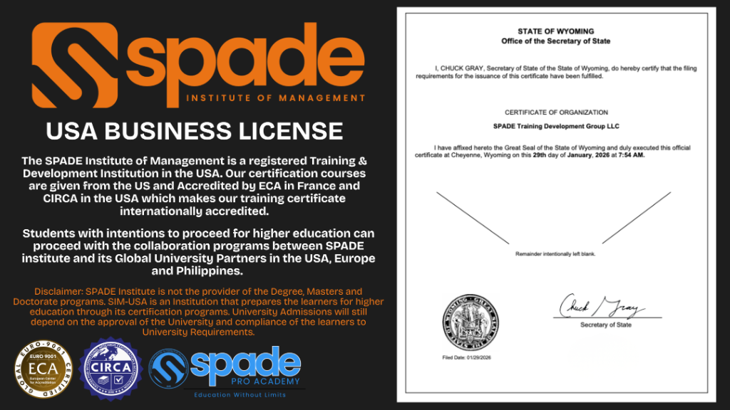 SPADE Institute USA Business License