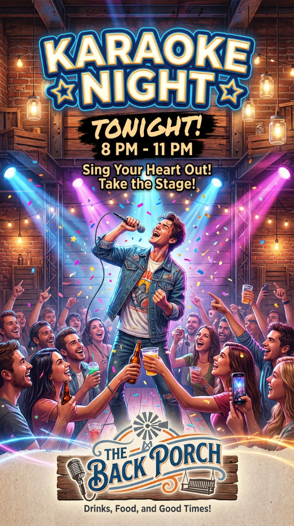Karaoke Night at The Back Porch - March 2026