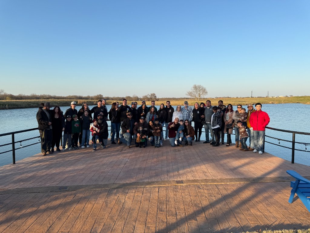 Group photo by the lake