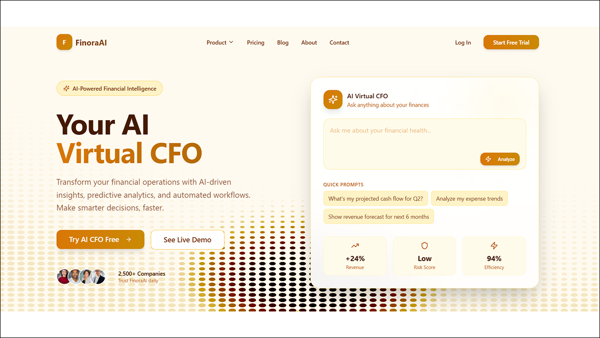 FinoraAI — AI Financial OS & Virtual CFO template preview