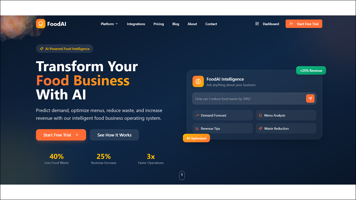 FoodAI — AI Food Business Operating System & Ordering template preview
