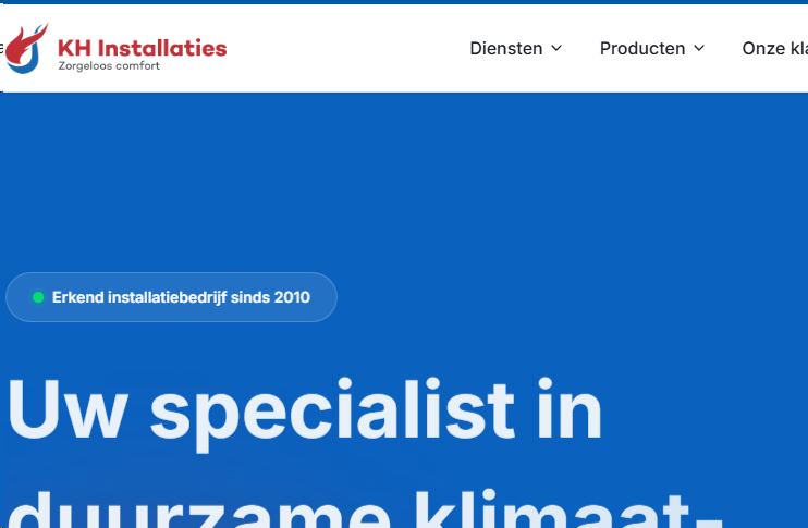 KH Installaties CRM template preview