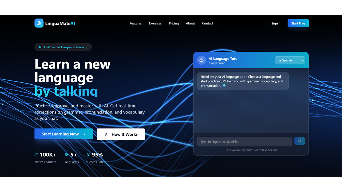 LinguaMateAI — AI Language Learning & Conversation template preview
