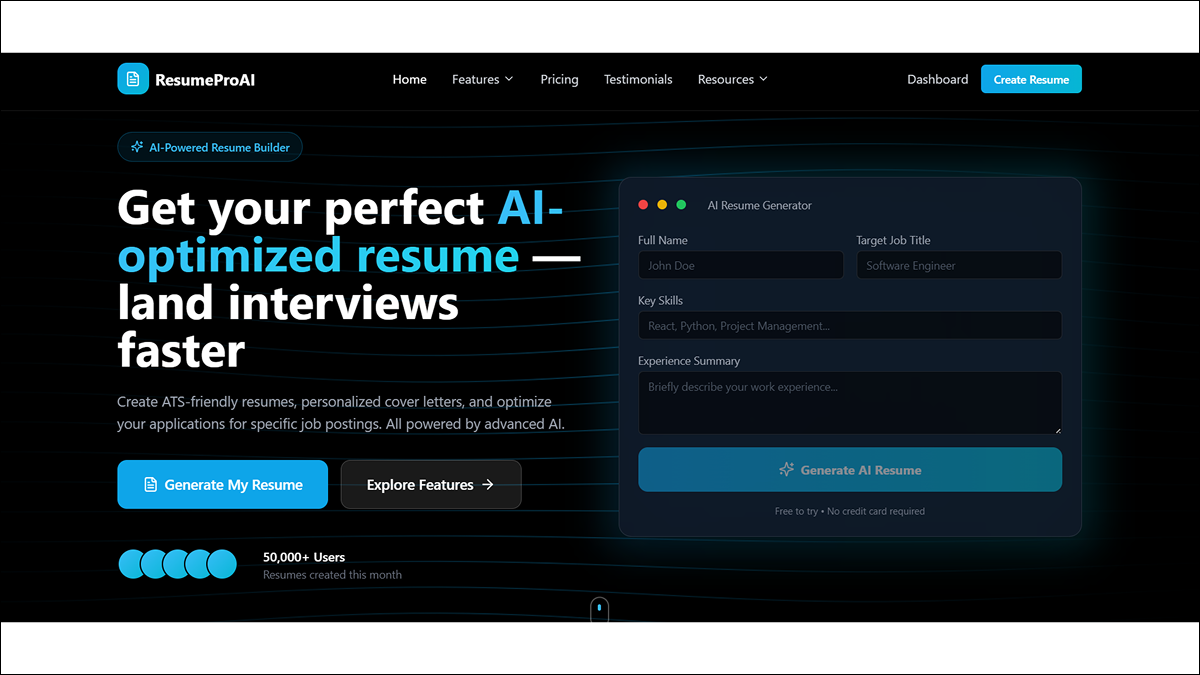 ResumeProAI — AI Resume & Job Application Optimizer template preview