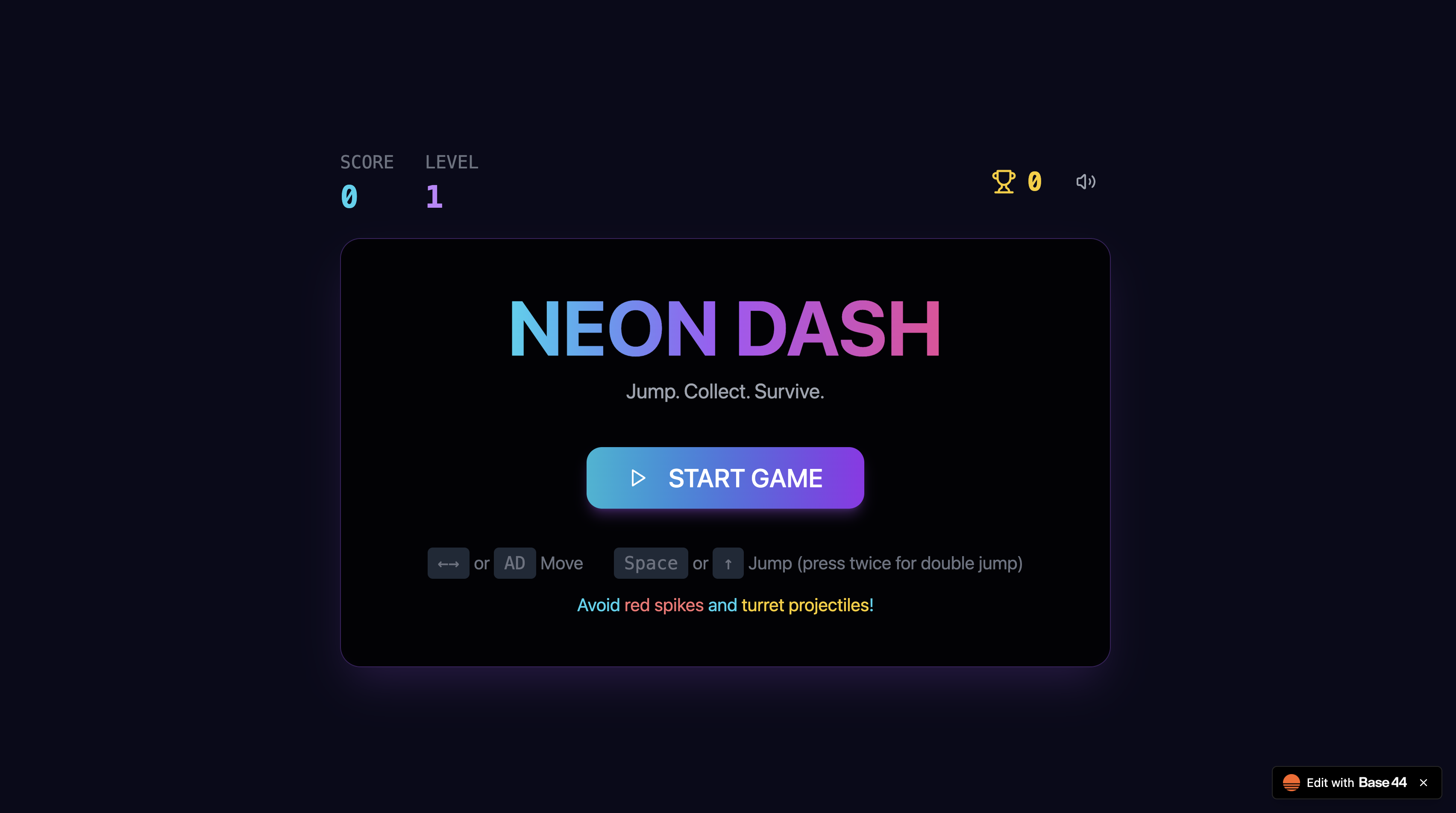 Neon Dash template preview