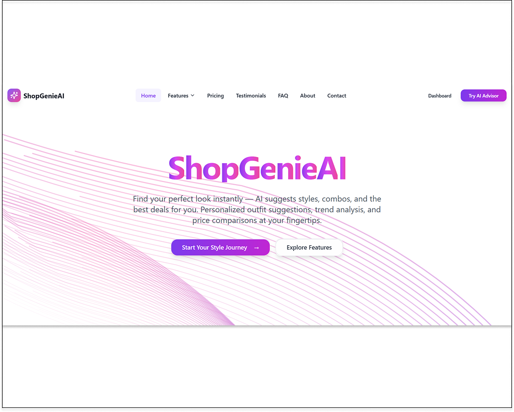 ShopGenieAI — AI Personal Shopping & Style Advisor template preview