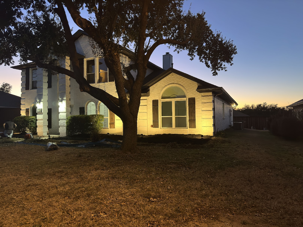 Classic Colonial — exterior lighting project in Rowlett, TX by Rockwall Remodeling