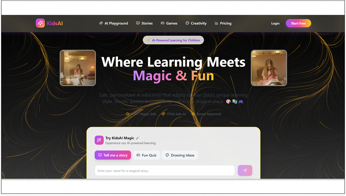 KidsAI — AI-Powered Learning & Creativity Platform for Children template preview