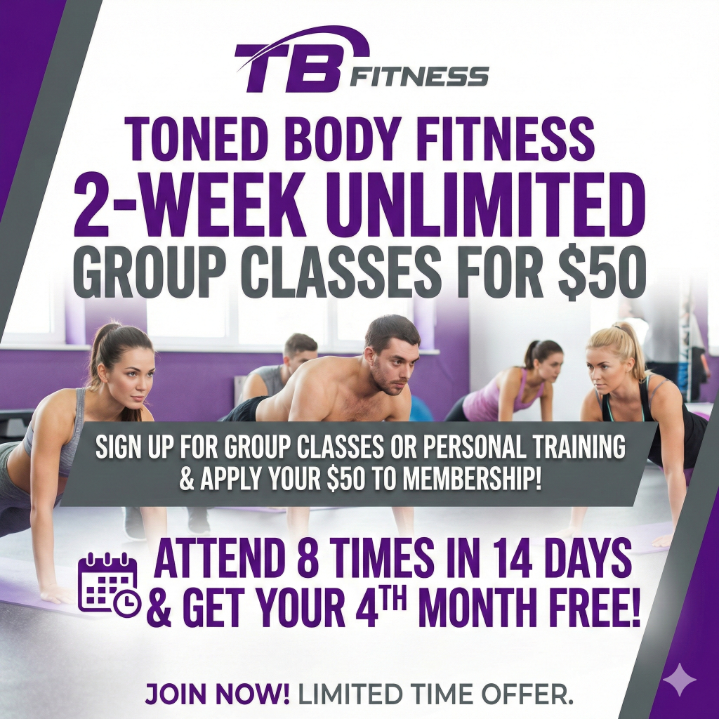 TB Fitness 2-Week Unlimited Group Classes Promotion