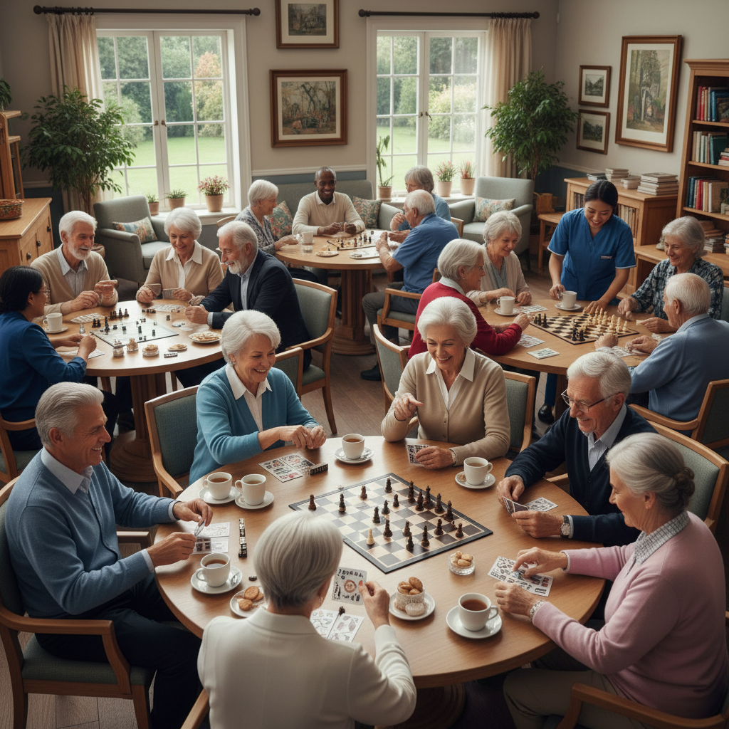 Seniors playing games together