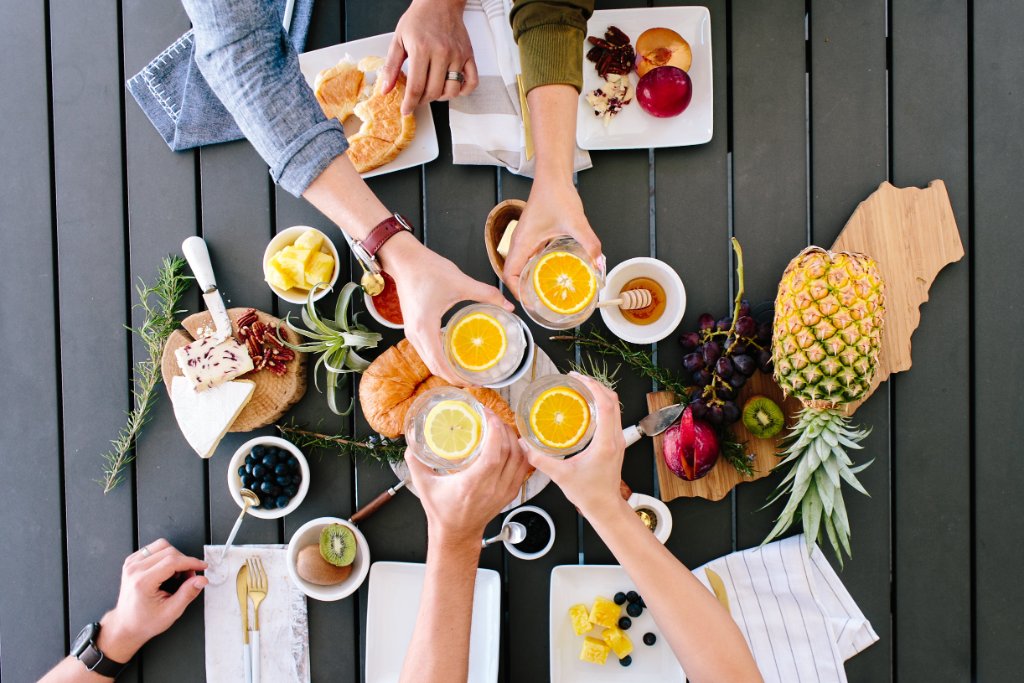 Health coaches celebrating wellness and nutrition together