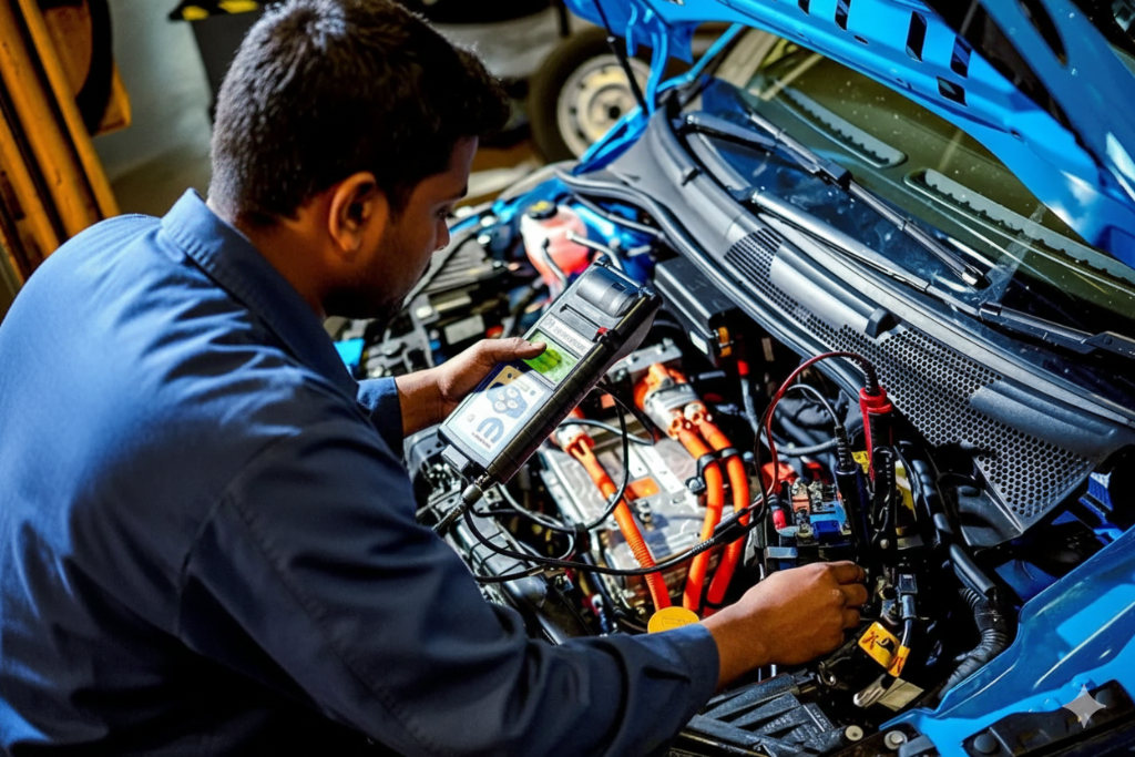 Professional mechanic servicing car at Eco Drive Garage Croydon - Expert MOT testing and vehicle repairs