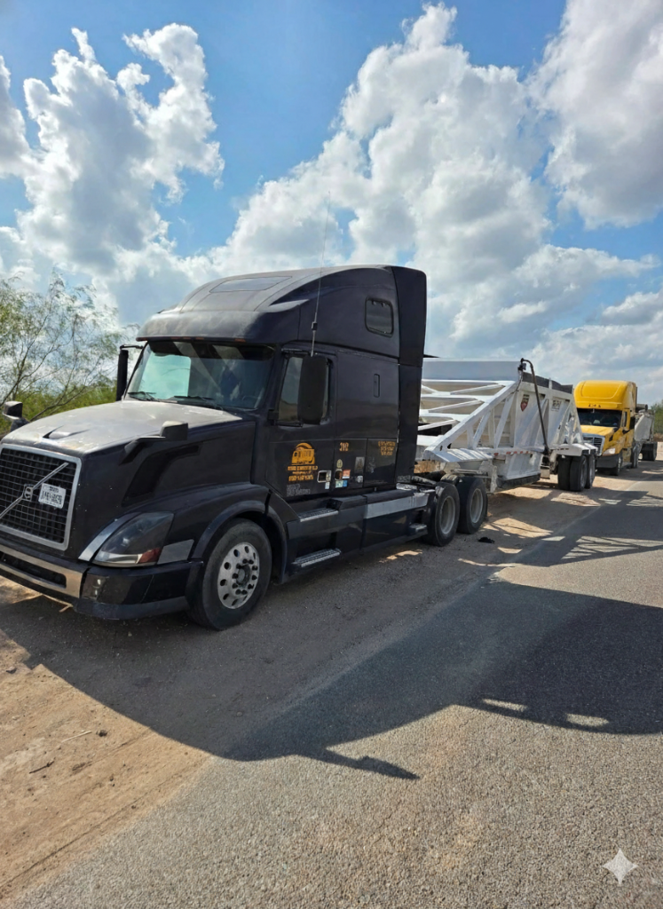 Belly dump truck at jobsite